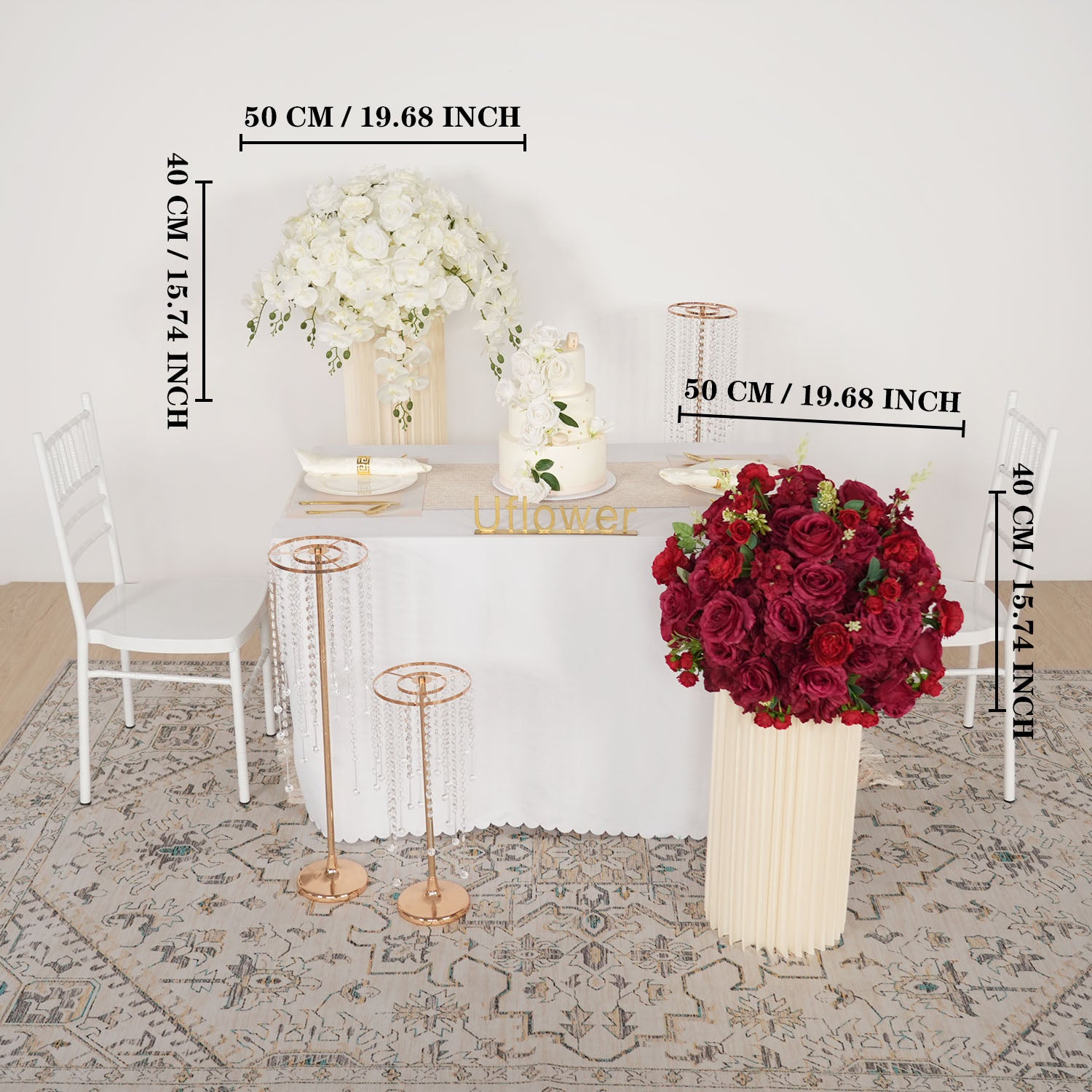 Uflower 50cm Wedding Table Centerpieces Flower Ball